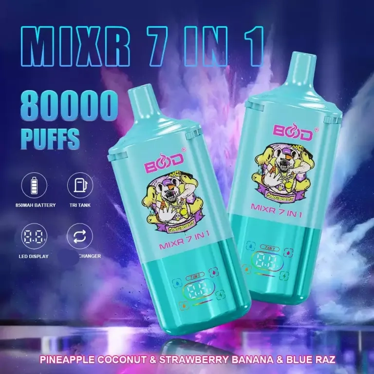 BOOD MIXR 80000 80K Puffs Vapes Peach & Sour Mango Pineapple & Red Bull