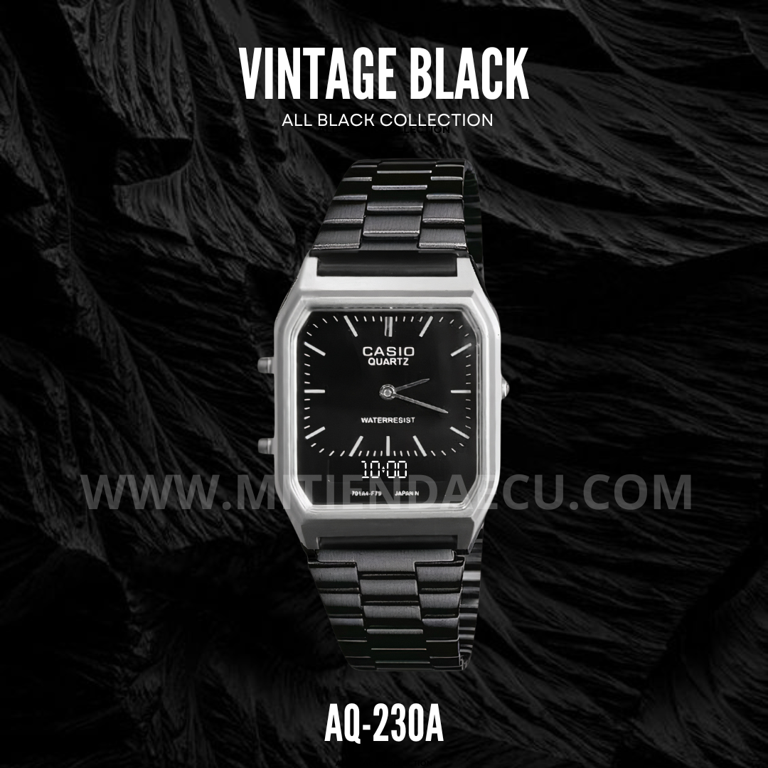 COLEÇÃO CASIO VINTAGE AQ-230A TODA PRETA