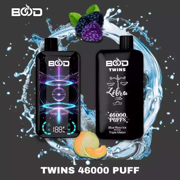 BOOD TWINS 46000 Puffs disposable vapes Peach Mango & Watermelon