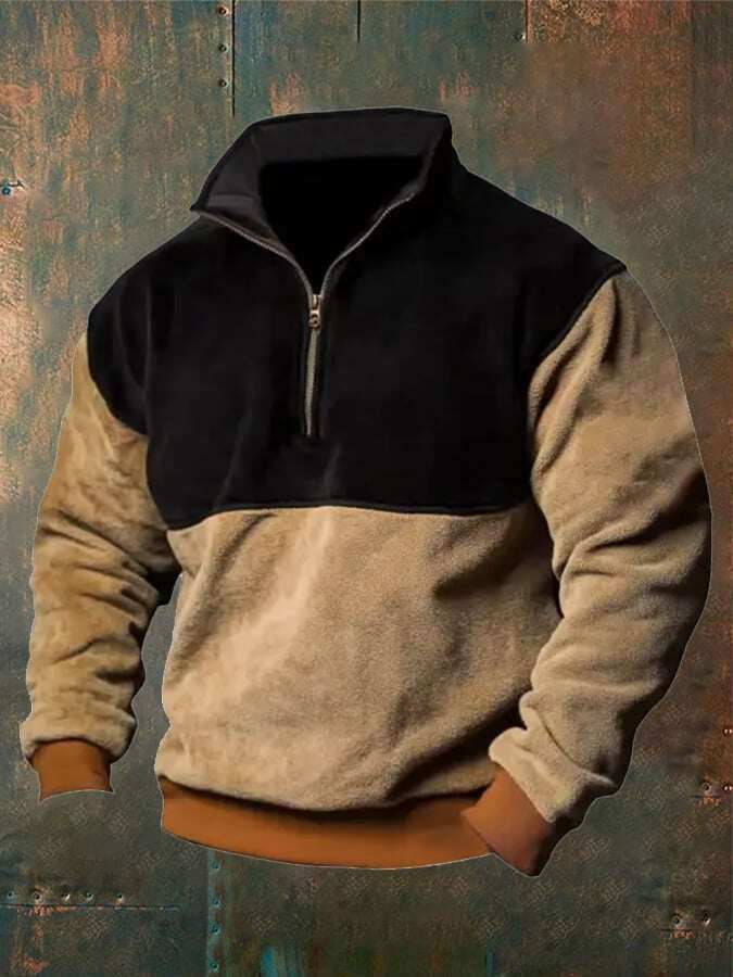 Ανδρικό vintage φούτερ με γιακά με western print στα κουμπιά