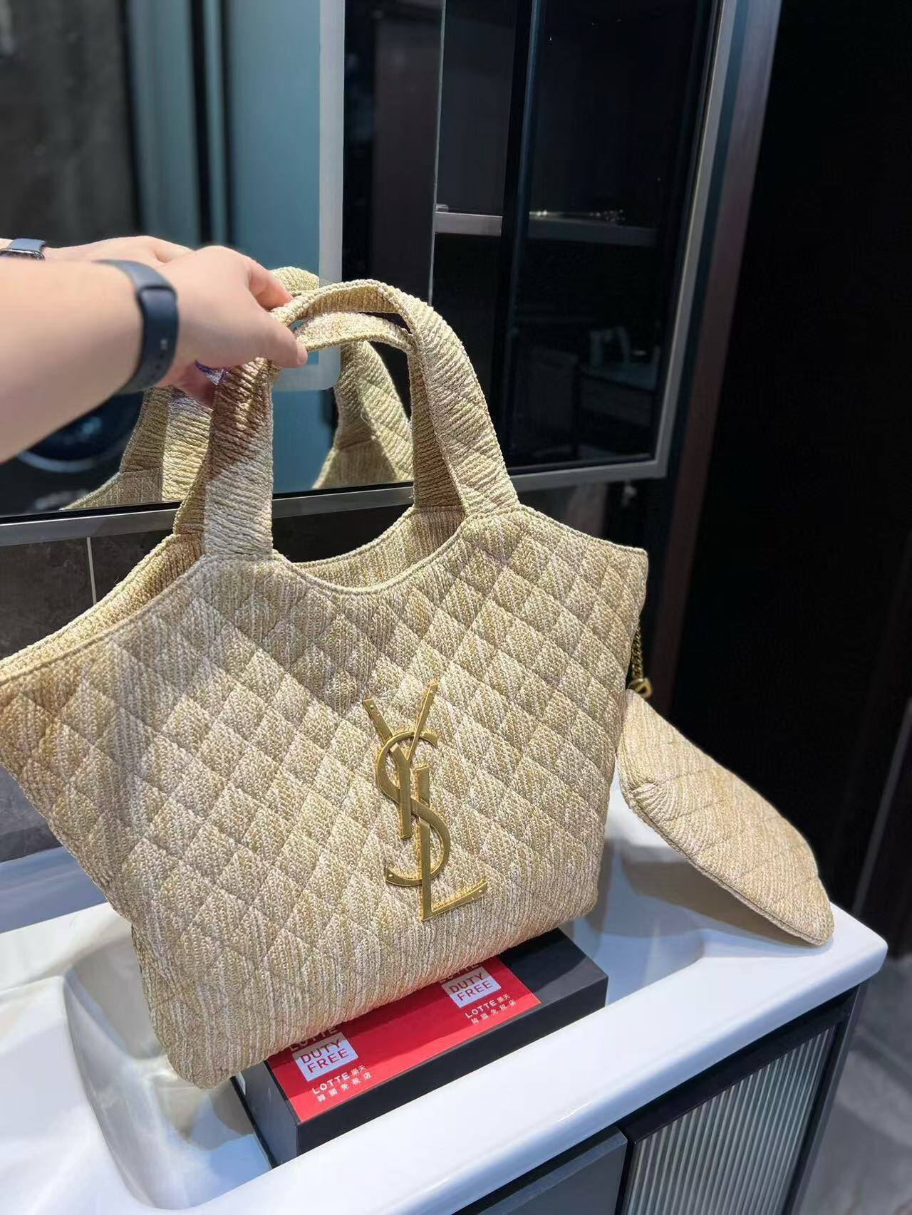 YSL gaby linen shopping bag