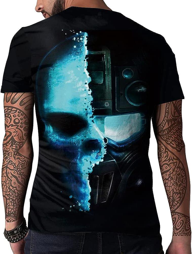 Men's 3D Print Skull T-Shirt 3D Creative Print Short Sleeve T-Shirt Casual Round Neck Novelty Street Fashion Tees Shirt