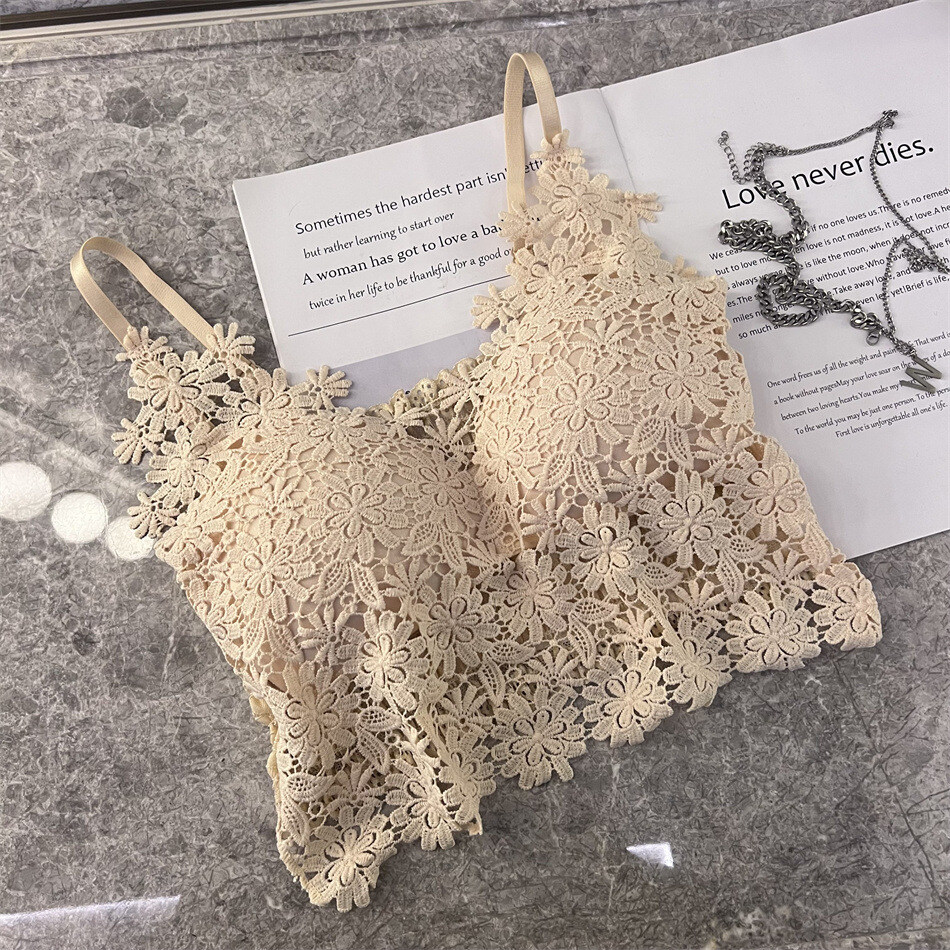 Италианска дантела с V-образно деколте, секси изрязан потник без гръб