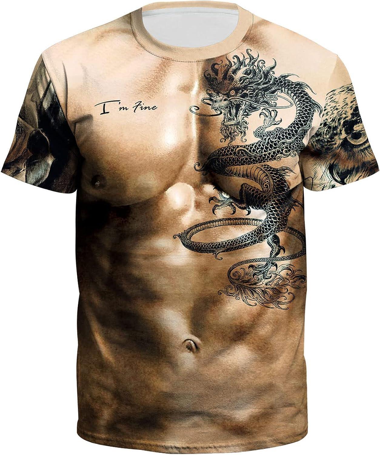 Men's 3D Print Skull T-Shirt 3D Creative Print Short Sleeve T-Shirt Casual Round Neck Novelty Street Fashion Tees Shirt