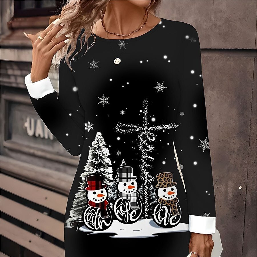 Vestido suéter elegante, solto e festivo