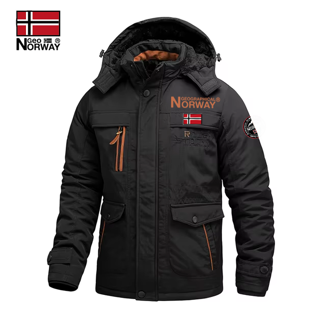 Geographical Norway - 2025 Nowa męska wiatroszczelna i wodoodporna ciepła kurtka