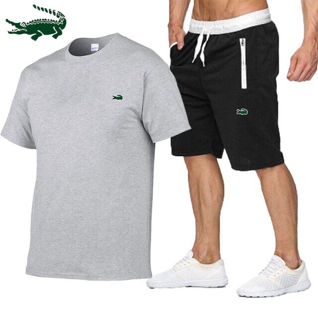 Cartelo High quality spring and summer new men's casual sports cotton round neck short-sleeved T-shirt+casual sports pants set