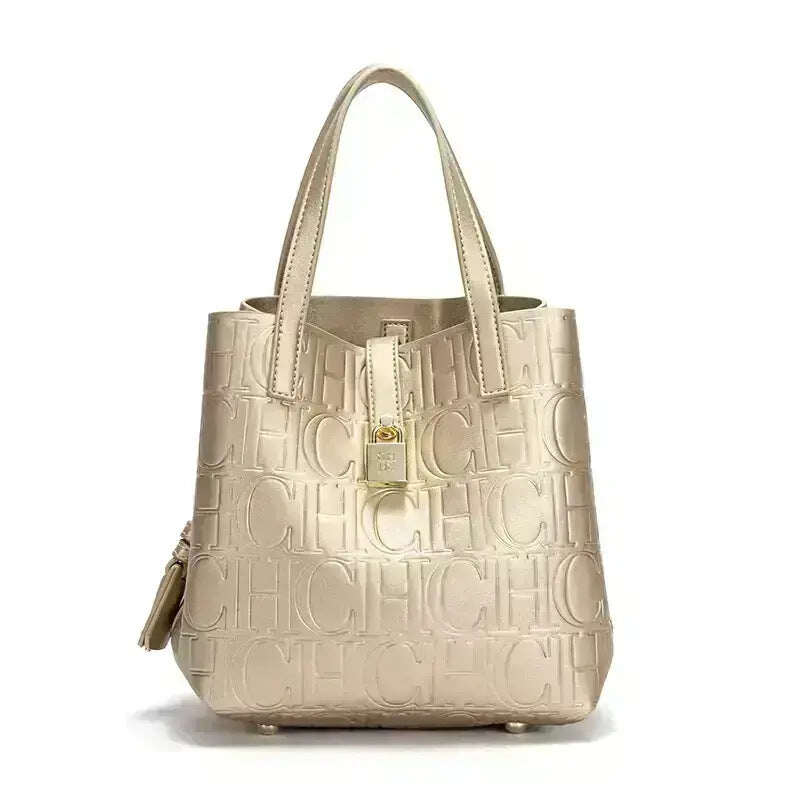 Bolsa de senhora CH, bolsa de balde, grande capacidade, temperamento luxuoso