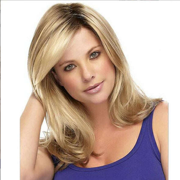 Ombre Blonde Roots Dark Brown Long Wavy Curly Wig