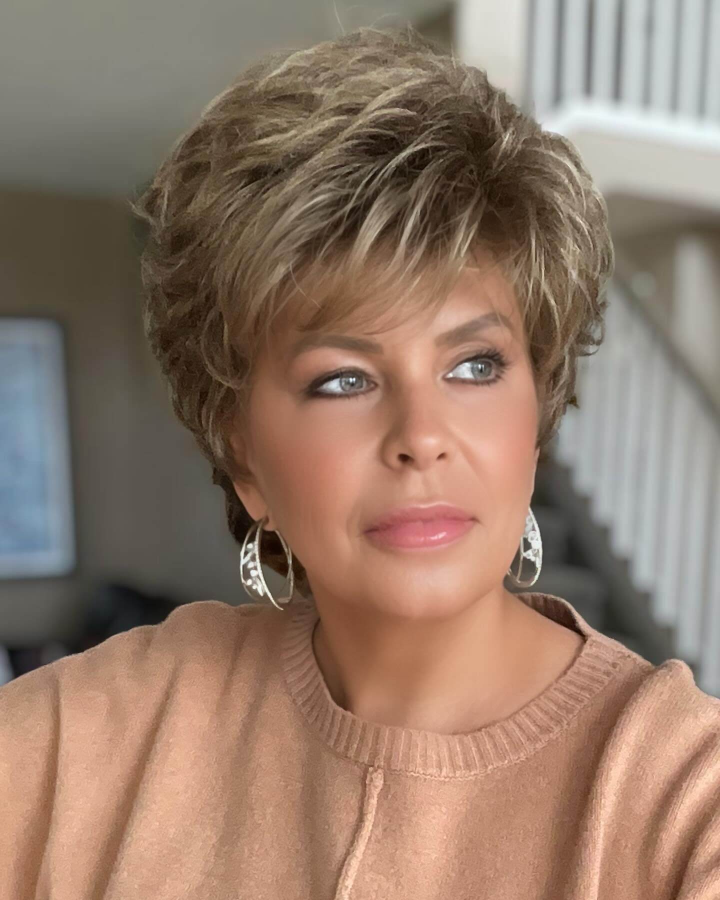 Brown Mixed Golden Pixie Cut Wig