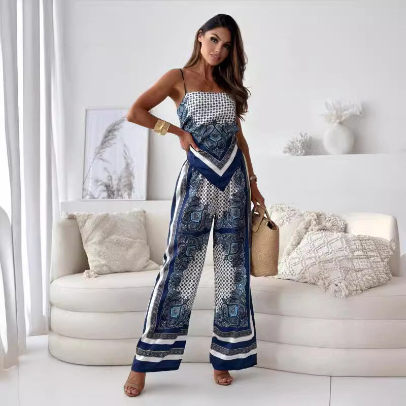 Conjunto de duas peças sem mangas com estampa paisley