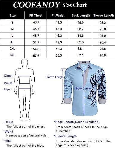 COOFANDY Men's Print Button Down Dress Shirt Fashion Long Sleeve Casual Shirts