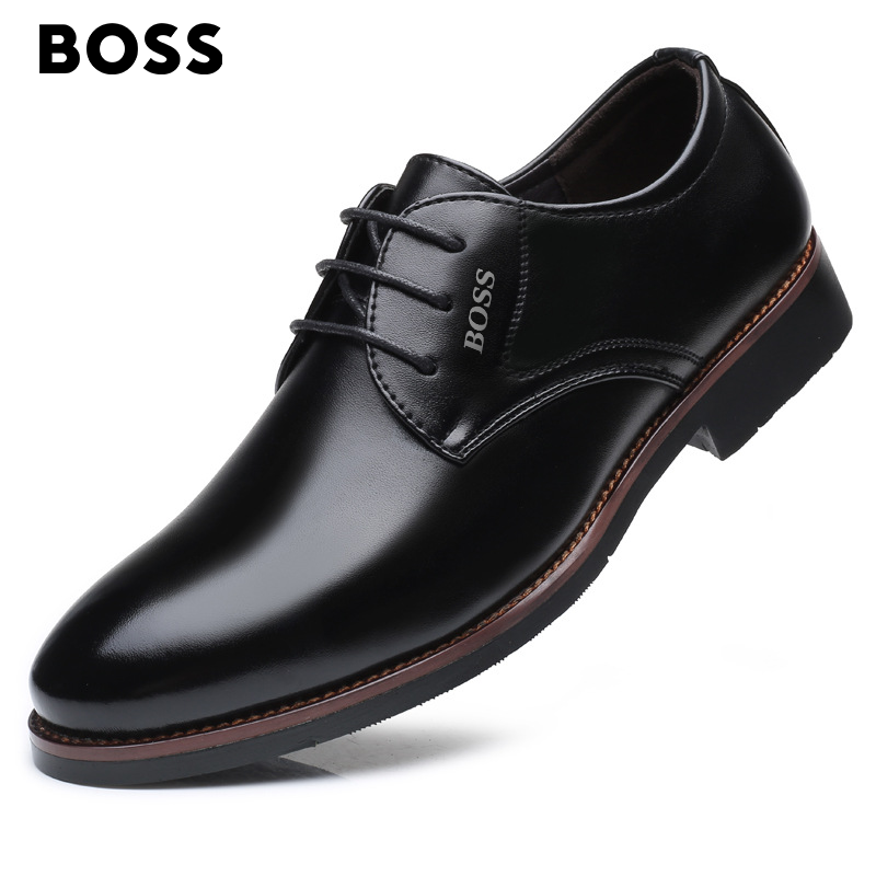 BOSS®Sapatos casuais de couro plus size costurados à mão