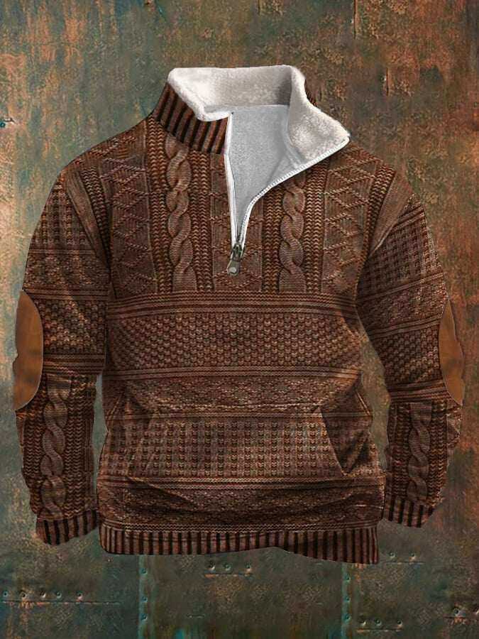 Męska bluza polarowa w stylu retro z nadrukiem