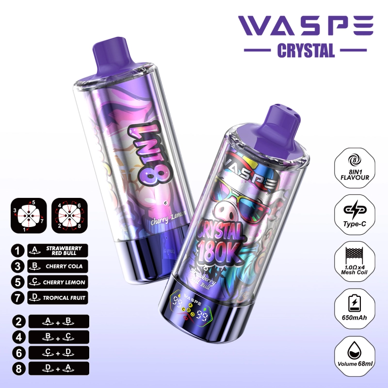 180000 puffs vape, 8 in 1 disposable vape, bulk disposable vape, rechargeable disposable vape, WASPE disposable vape