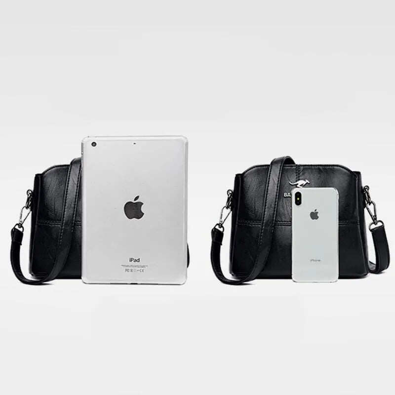 Carteiras e bolsas femininas, bolsa de ombro de couro genuíno com vários compartimentos