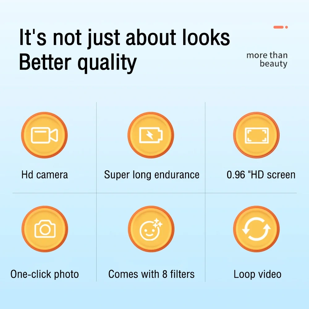 Mini câmera portátil touch pequena com 8 filtros - edição limitada