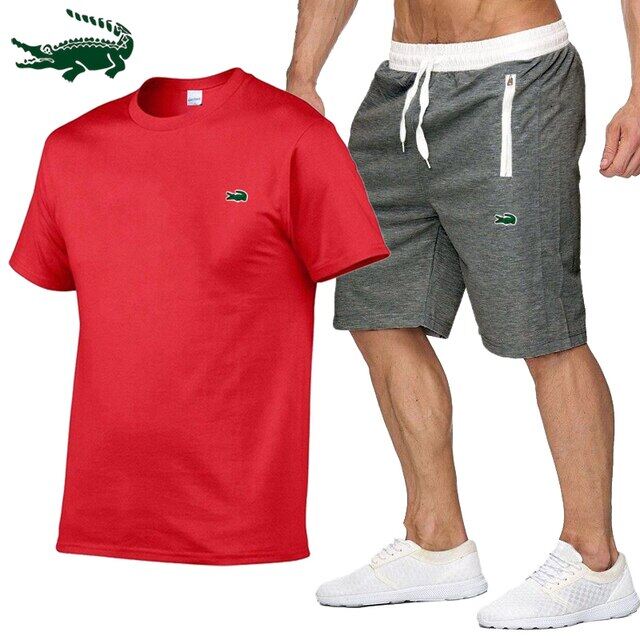 Cartelo High quality spring and summer new men's casual sports cotton round neck short-sleeved T-shirt+casual sports pants set