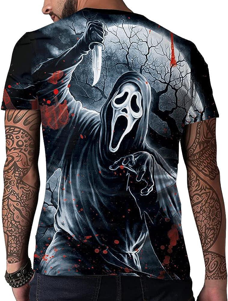 Men's 3D Print Skull T-Shirt 3D Creative Print Short Sleeve T-Shirt Casual Round Neck Novelty Street Fashion Tees Shirt