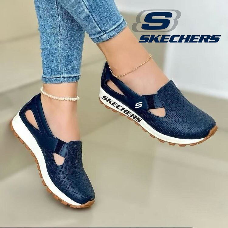 Nowe buty damskie Skechers 2025, wygodne, zapinane na rzep, odpowiednie do noszenia wiosną i latem.