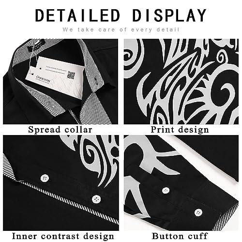 COOFANDY Men's Print Button Down Dress Shirt Fashion Long Sleeve Casual Shirts