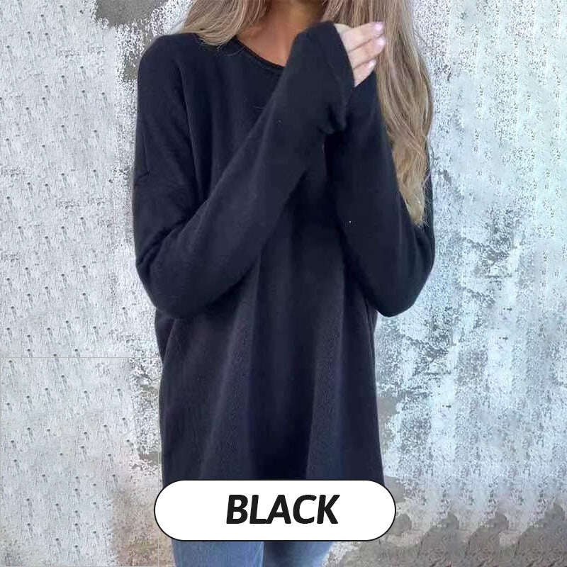 🌹Blusas femininas com decote redondo e mangas compridas