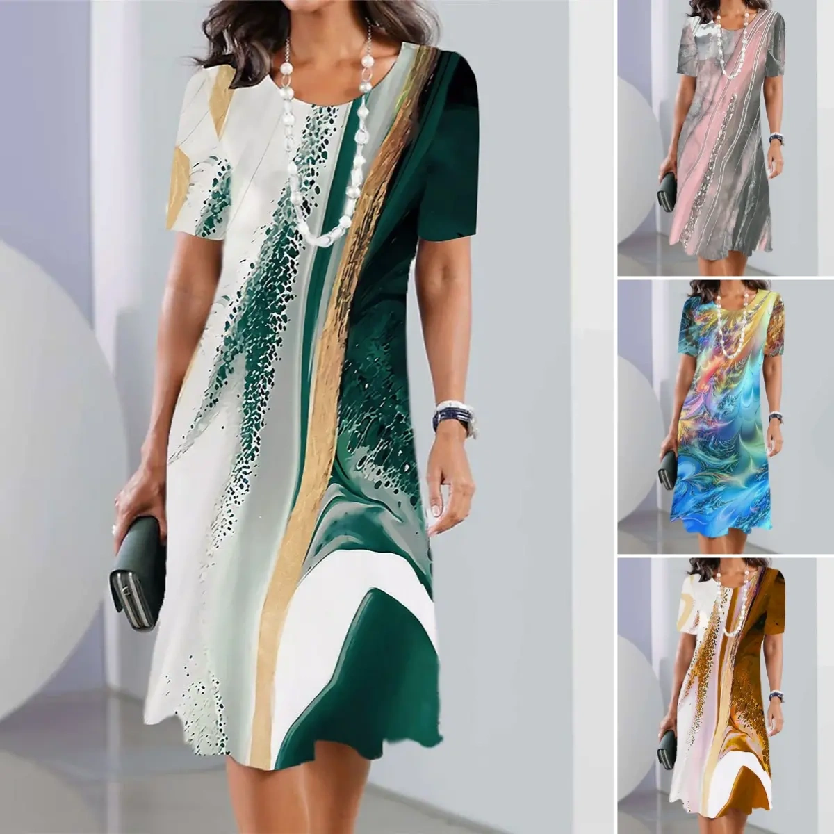 👗【XS-5XL】 szexi, kerek nyakú női ruha 2024-re