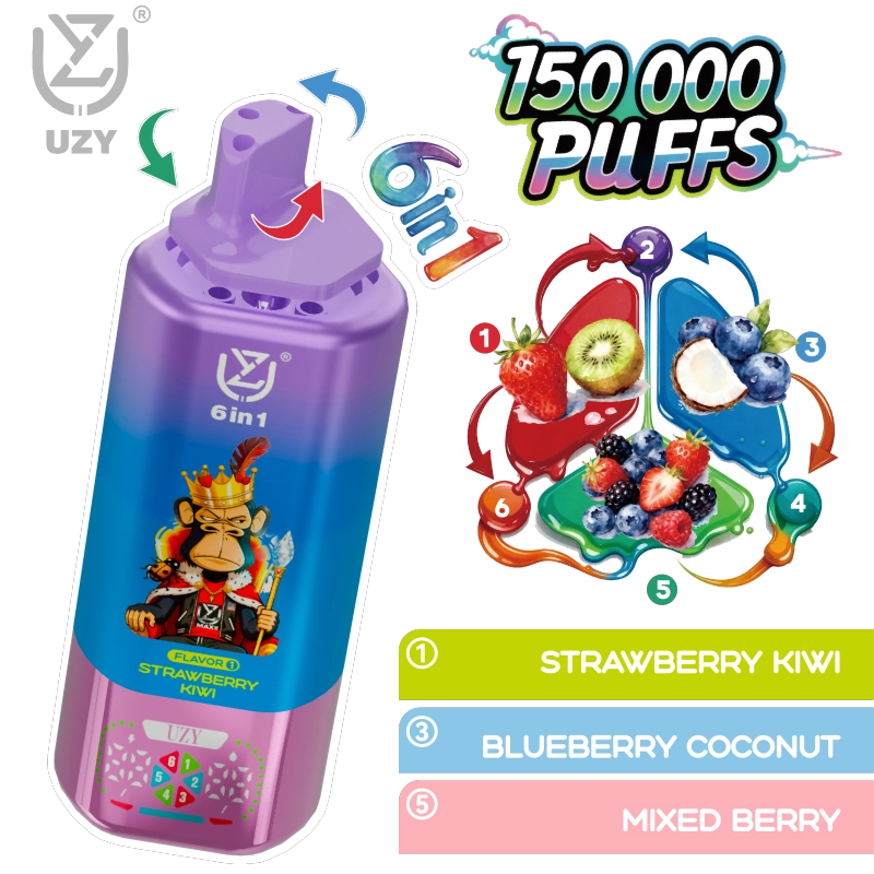 UZY 150K Puffs Vape Blueberry Ice & Raspberry Lemon & Watermelon Bubblegum