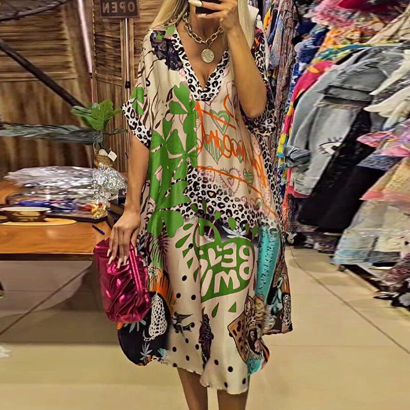 Vestido estampado completo feminino | Elegante