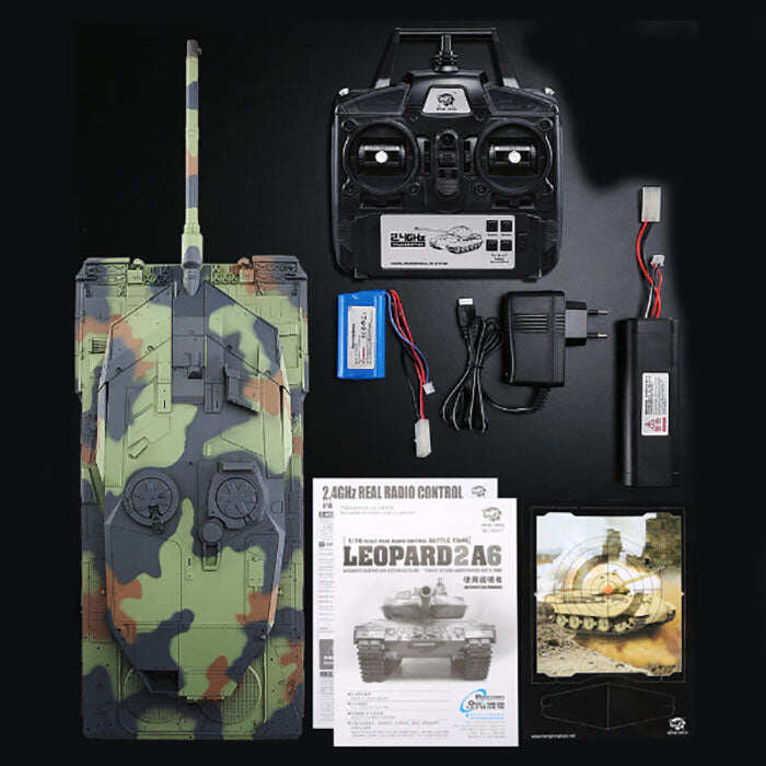 Heng Long RC Tank Metal Pro Version 1/16 2.4G German Leopard 2A6 3889-1 Metal Gear & Tracks