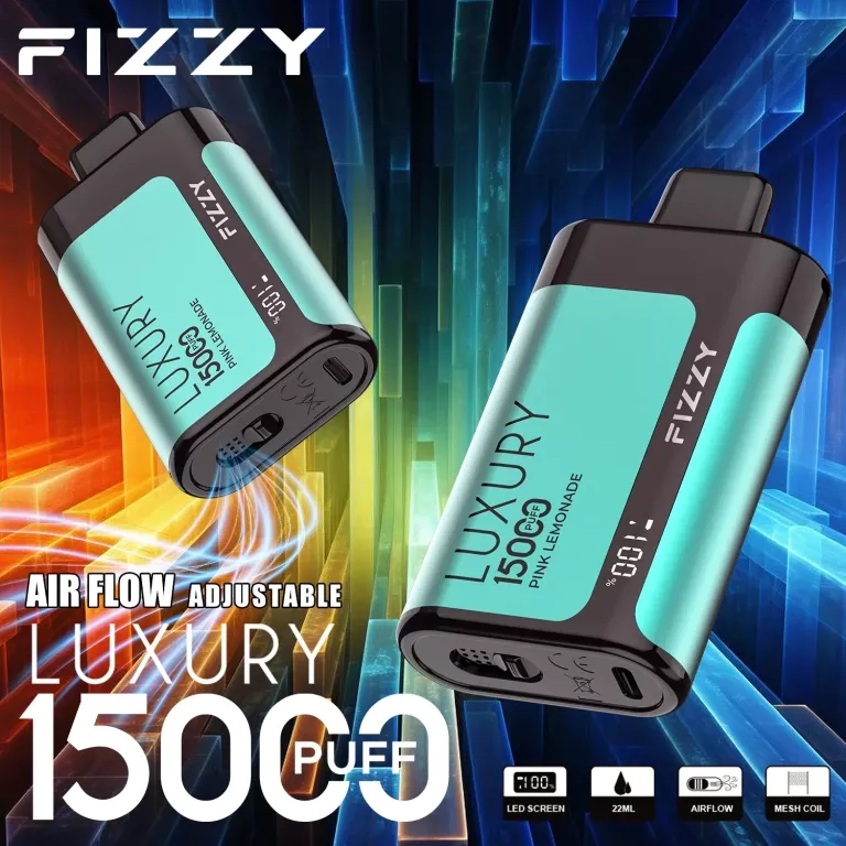 Fizzy Luxury 15000 Puffs LCD Screen Rechargeable Disposable Vapes Strawberry Banana