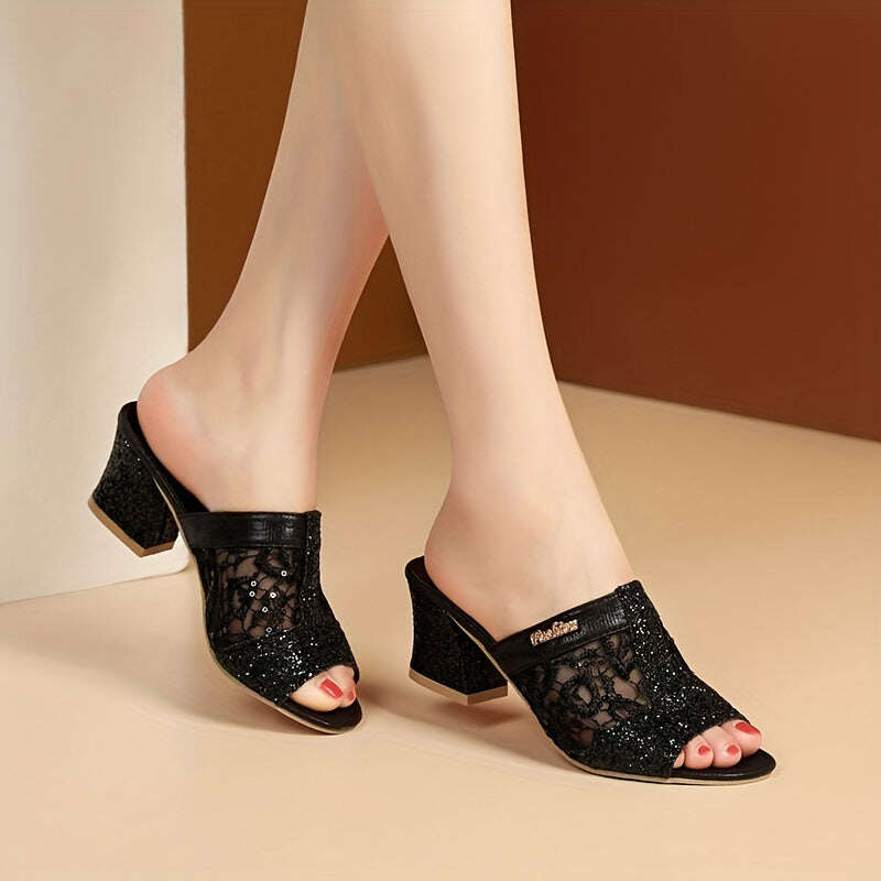 😍Último dia 50% OFF😍 - Sandálias femininas decoradas com lantejoulas