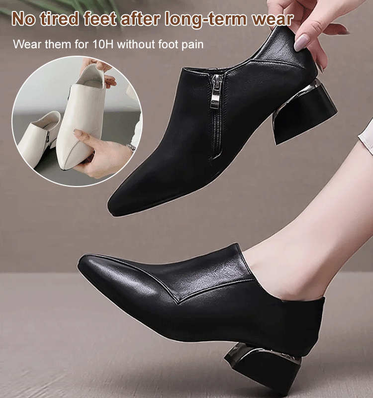 【35-40】 Sapatos de salto baixo femininos da moda em couro macio