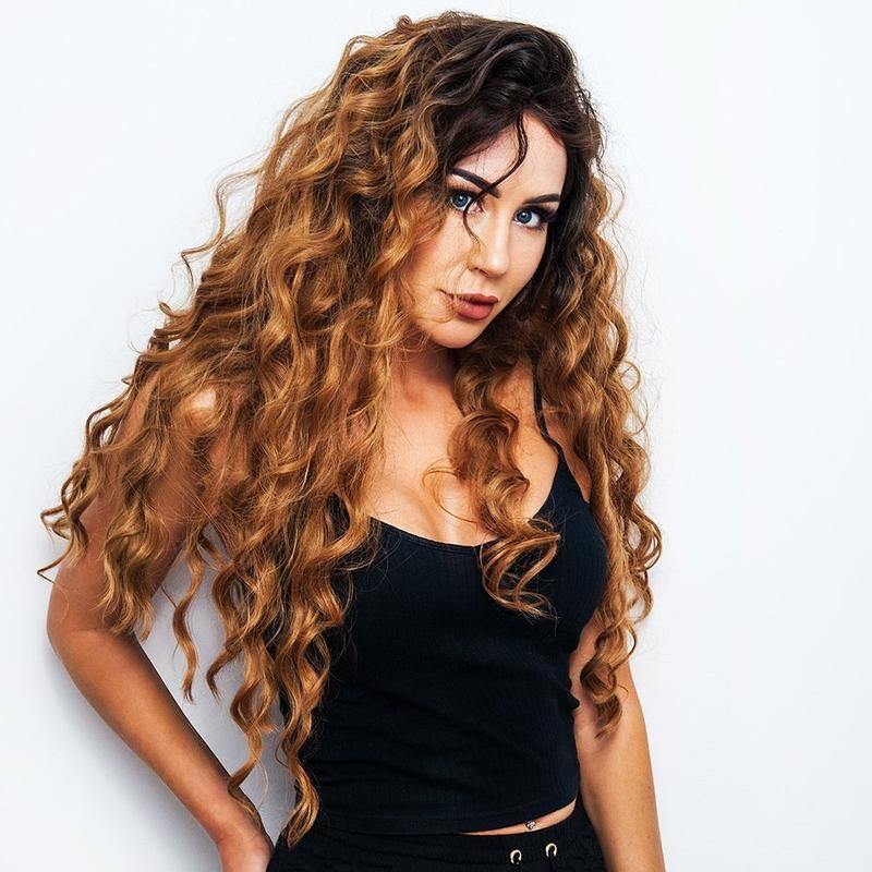 24 Inch Long Ombre Brown Curly Wavy Wig Natural Looking Fluffy Layered Wig