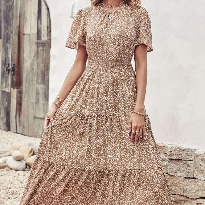 Мода дълга рокля с цветен печат дамска лятна бохо рокля