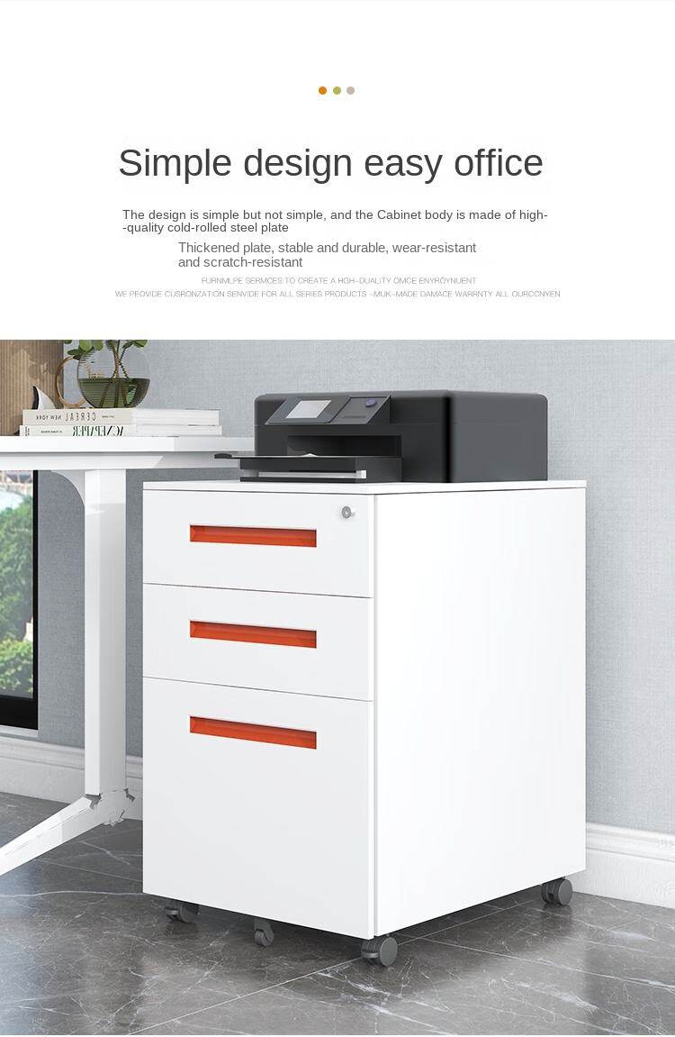 Factory Direct 390*500*600mm Moisture Proof Locked Three Drawers Metal Mobile Cabinet with Silent Wheels