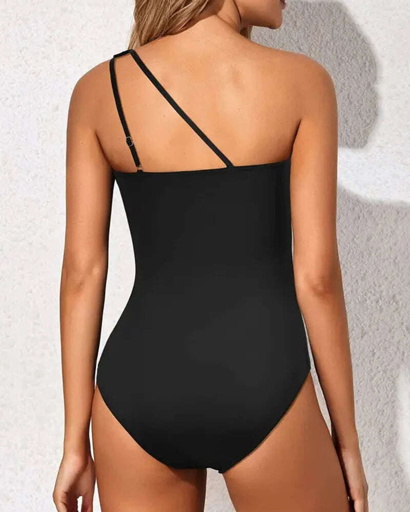 2025 New One Shoulder One Piece Swimsuit for Women Tummy Control Bathing Suits