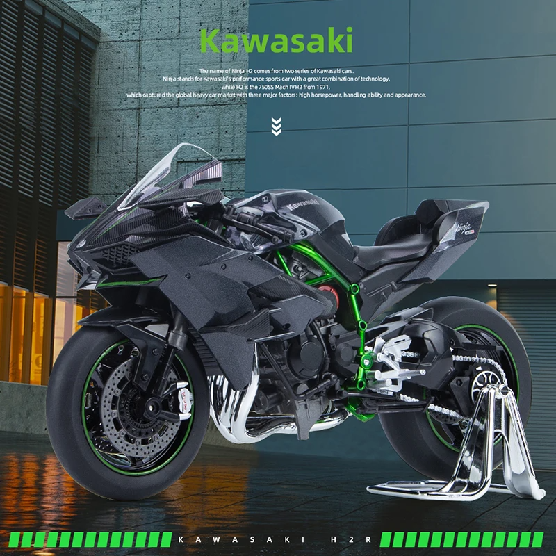 1:9 Kawasaki Ninja H2R Motocicleta Diecast Modelo Brinquedo