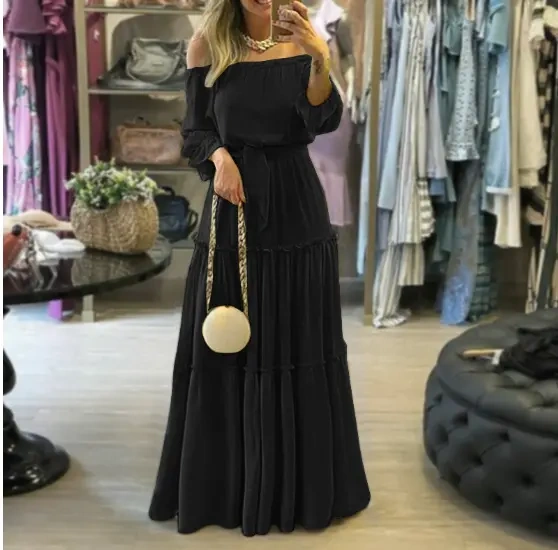 👗💥【S-5XL】Bohemian Ruffle Off Shoulder Maxi dress