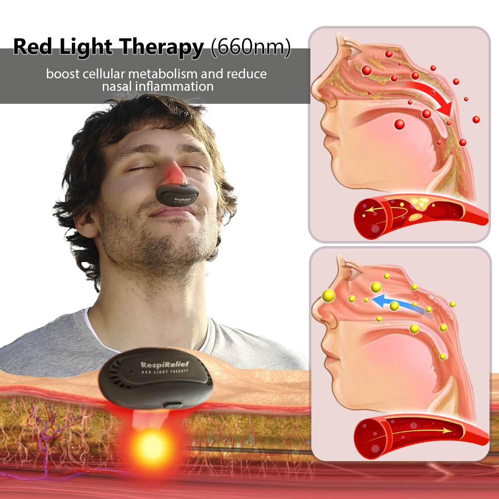 Instrumento de terapia nasal com luz vermelha Oveallgo™ RespiRelief