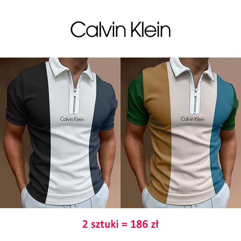Calvin Klein ® Kontrastowa kolorowa swobodna koszulka polo , 2 sztuki