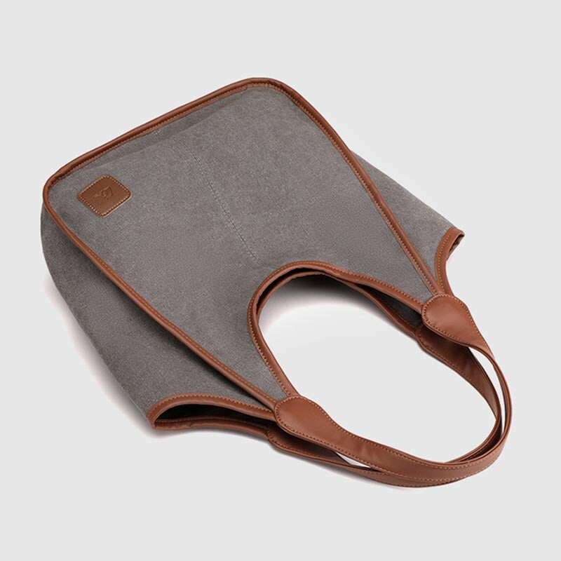 Bolsa de ombro retrô simples feminina, leve, espaçosa, bolsa de lona vintage