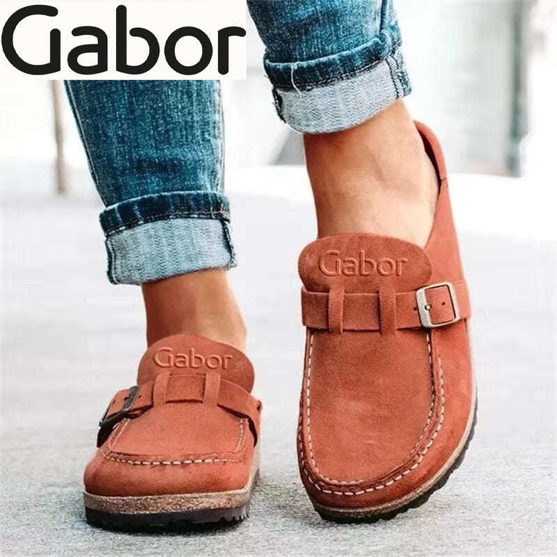 Gabor® nové dámske kožené pološmykové sandále, Topánky s guľatou špičkou na nízkom podpätku