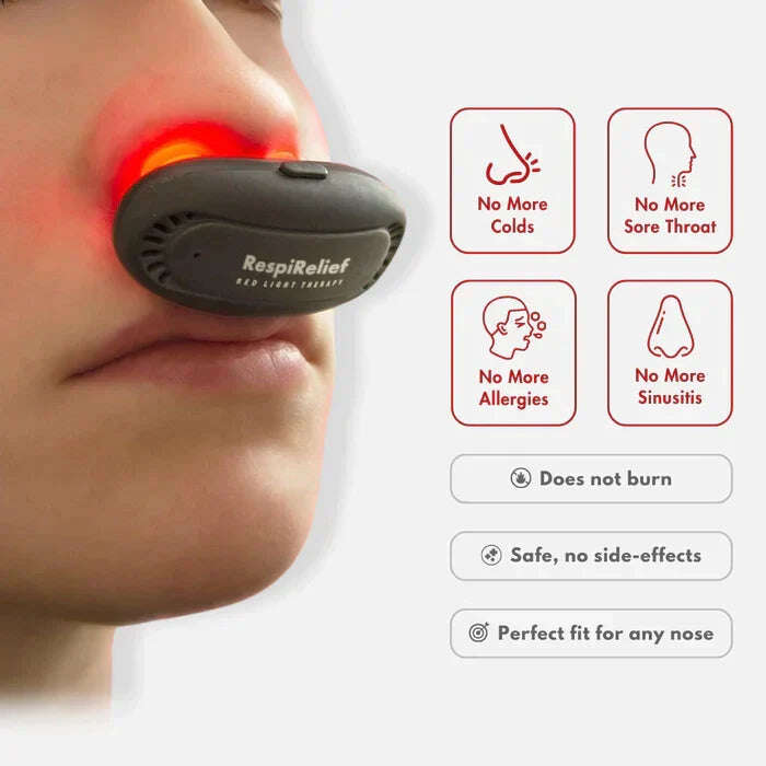 Instrumento de terapia nasal com luz vermelha Oveallgo™ RespiRelief