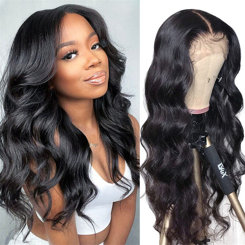 Body Wave 13x4 Lace Wig -180% Densidade Natural Cabelo Humano Preto | Gel Free Wig