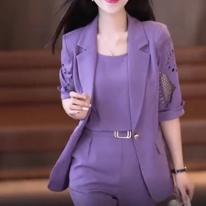 🎇PROMOÇÃO DE ANO NOVO🔥 CONJUNTO ELEGANTE DE JAQUETA FEMININA DE TRÊS PEÇAS.