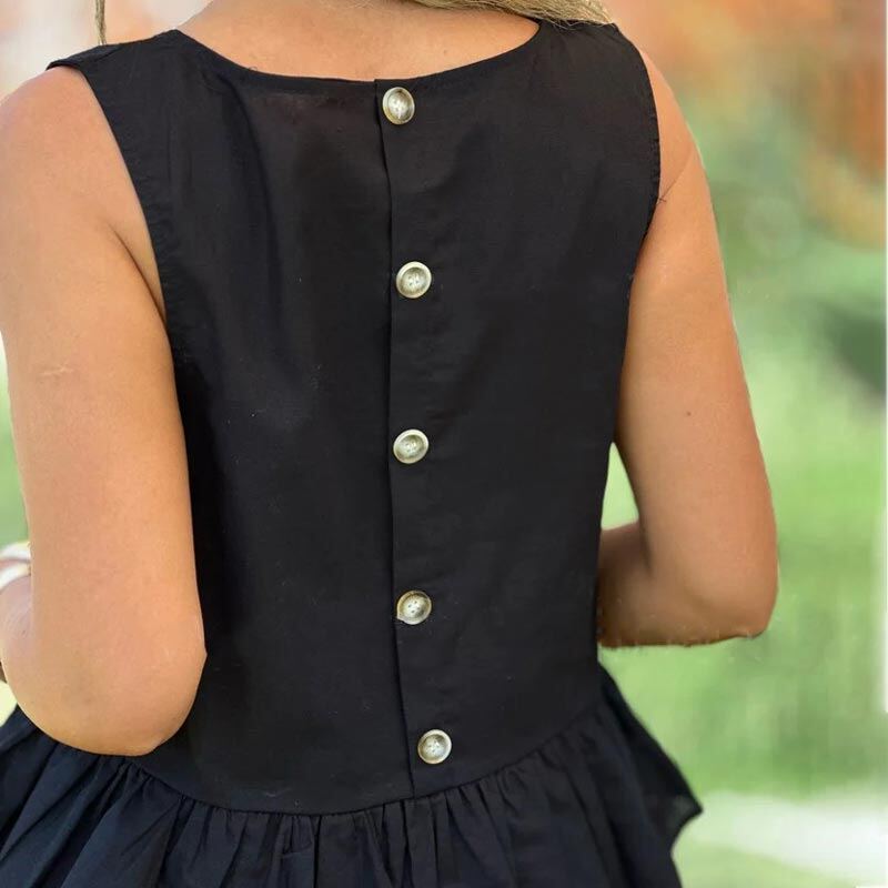 👗Conjunto feminino de duas peças sem mangas de algodão e linho de cor sólida