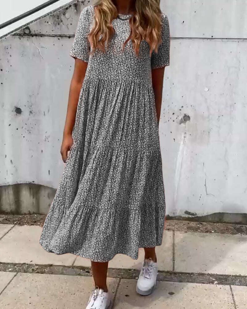 Vestido manga curta com estampa floral