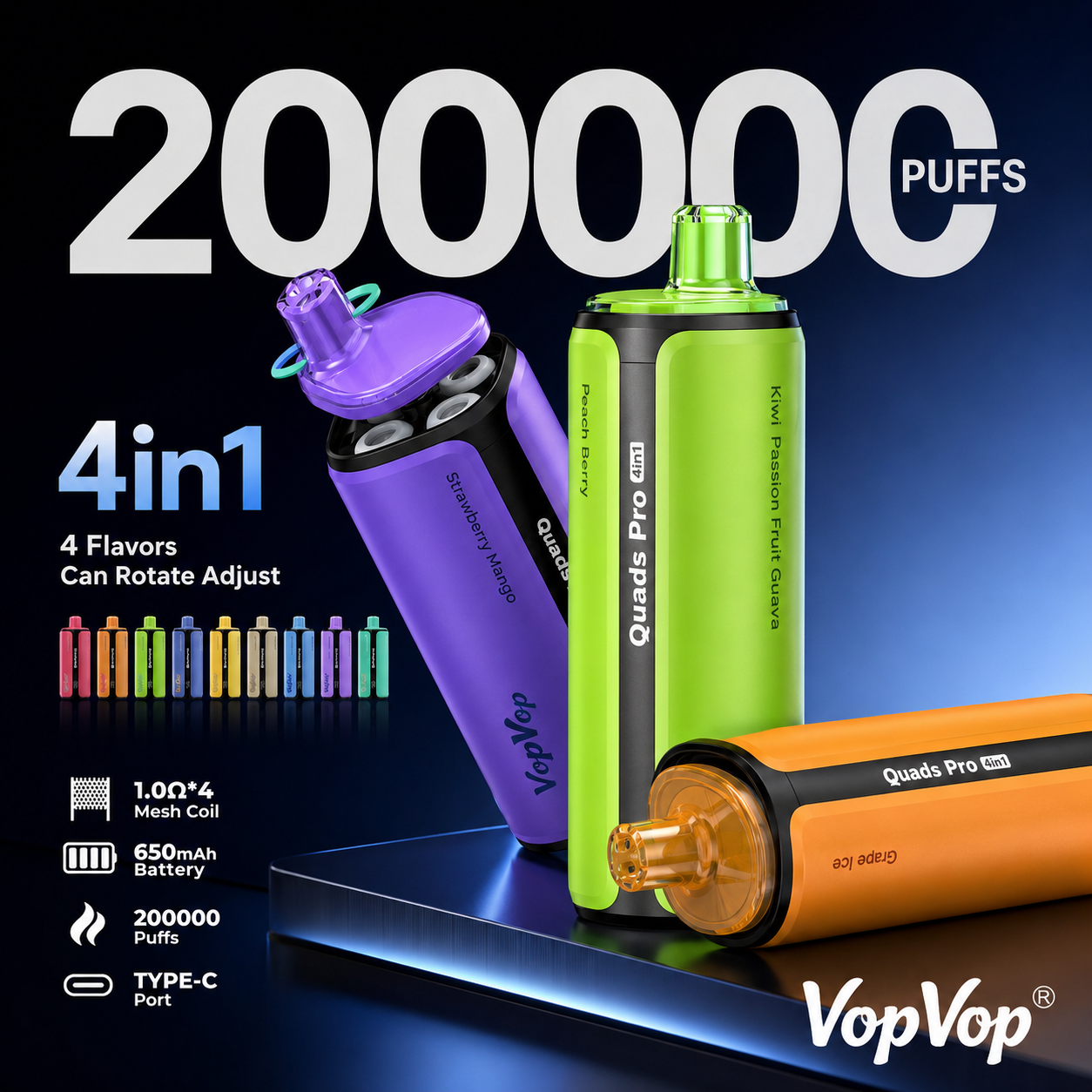 VopVop Quads Pro 4 az 1-ben 200K szippantás termékbemutató