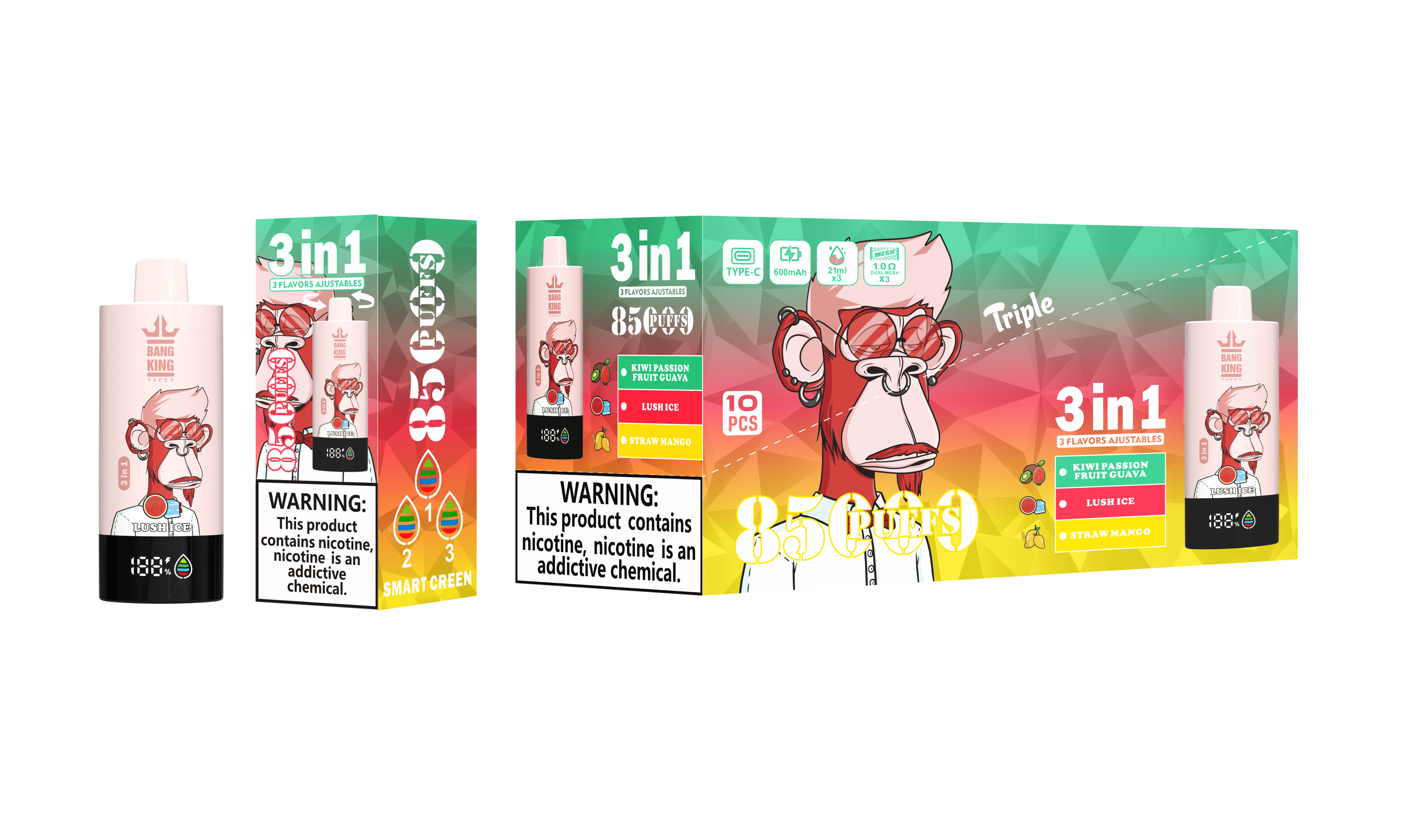 Bang King Triple 85000 puffs 3-in-1 Disposable Vape